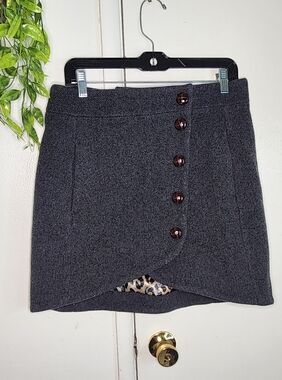✨ GANNI Wool Mini Skirt 🖤🐆 Button Front Chic Designer Piece ✨